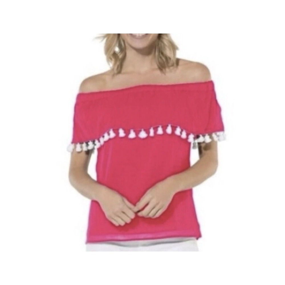 Sail to‎ Sable Pink Off The Shoulder Blouse M Colorful Vacation Resort  Cotton